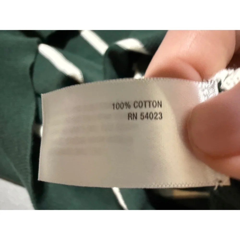 Old Navy Sweater Mens XL Green White Striped Cotton Crewneck Long Sleeve
